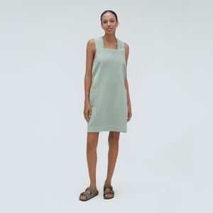 Everlane Organic Cotton Cross Back Apron Dress Medium Sage Green Sea Glass NWT